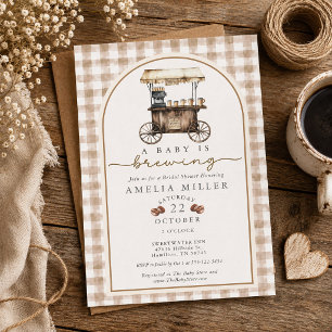 Ein Baby braut Gingham Vintage-Wagen Baby-Party Einladung
