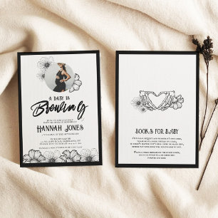 Ein Baby braut Goth Baby Shower Skull & Blume Einladung