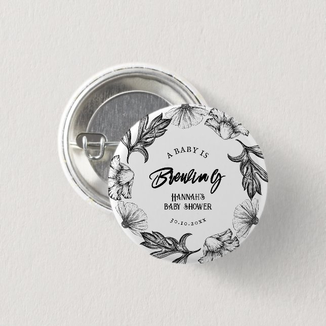 Ein Baby braut Gothic-Blume mit Babydusche Button (Vorne & Hinten)