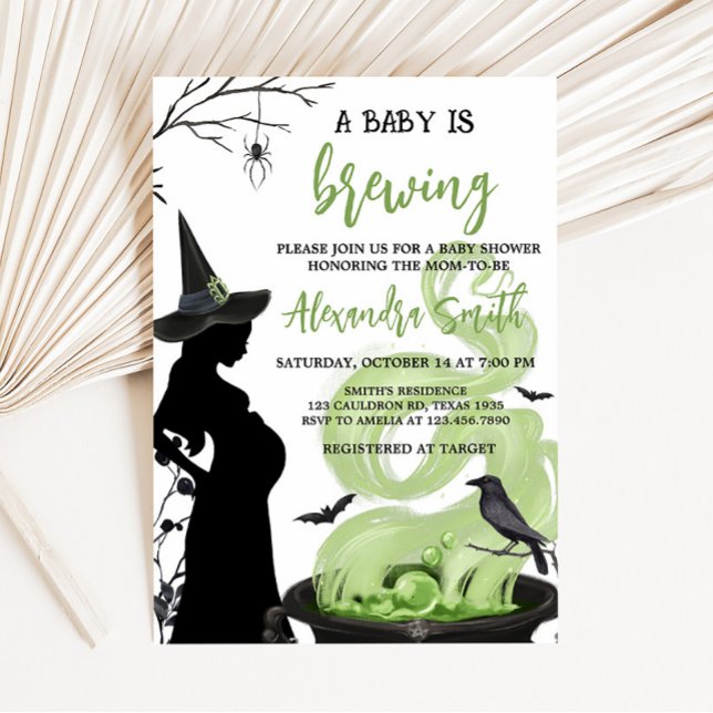 Ein Baby braut grüne Halloween-Kinderdusche Einladung (Green A Baby is Brewing Baby Shower Invitation)