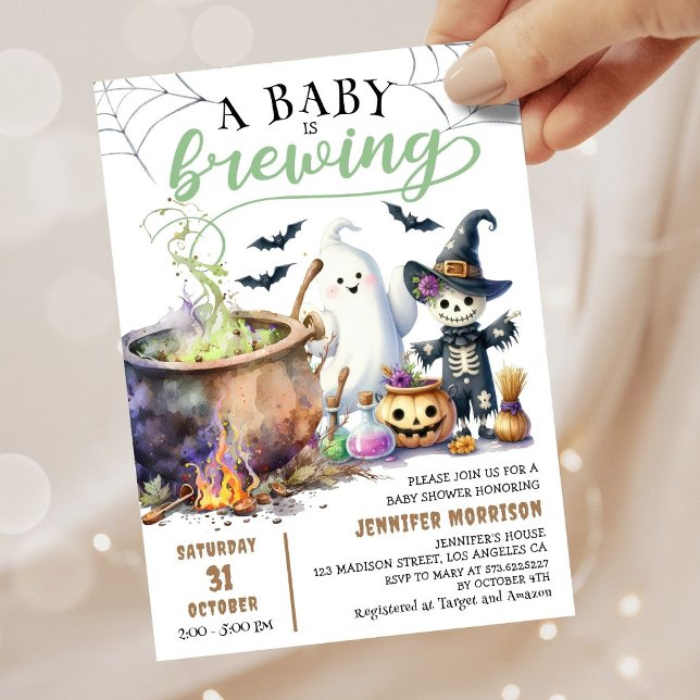 Ein Baby braut grünes Halloween-Baby-Dusche Einladung (Von Creator hochgeladen)