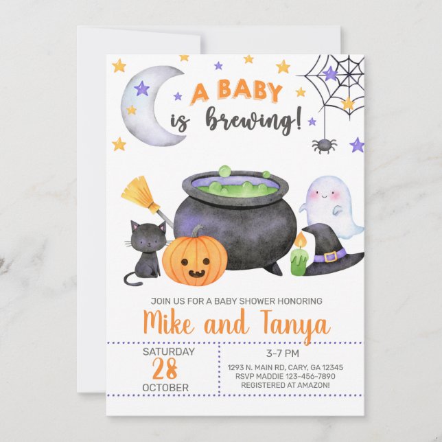 Ein Baby braut Halloween-Baby-Dusche einladen. Einladung (Vorderseite)