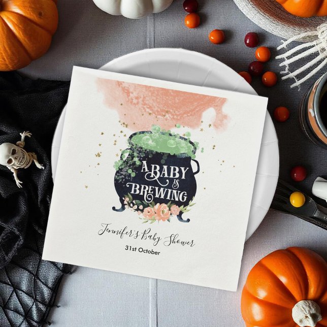 ein Baby braut Halloween Baby Shower Peach Serviette (Von Creator hochgeladen)