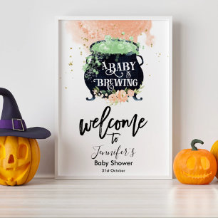 ein Baby braut Halloween Baby Shower Pfirsich Poster