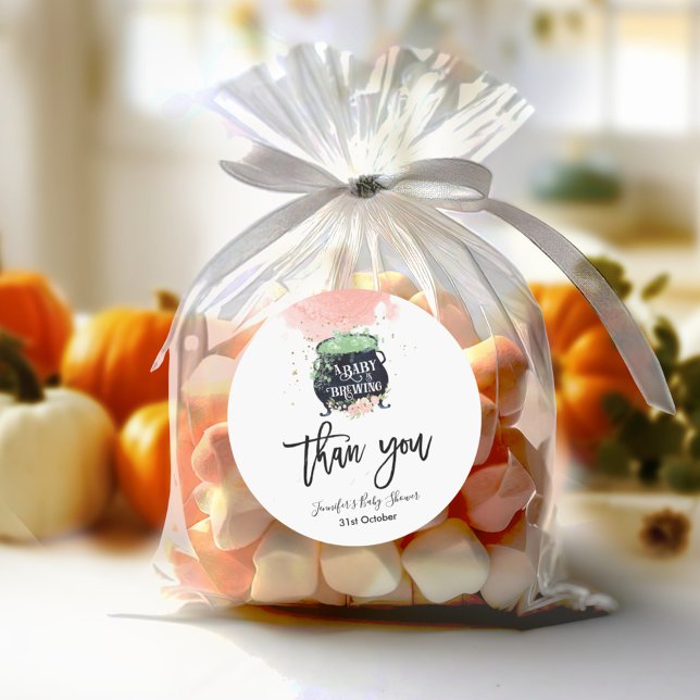 ein Baby braut Halloween Baby Shower Pink Class Runder Aufkleber (Von Creator hochgeladen)