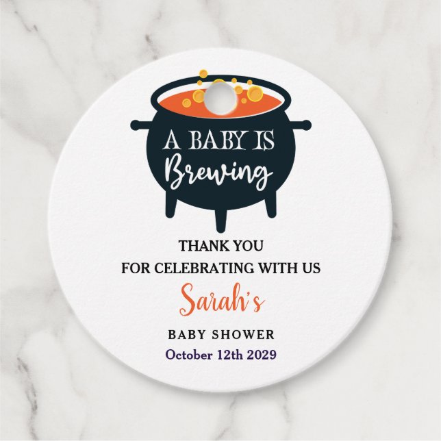 Ein Baby braut Halloween-Hexendusche Geschenkanhänger (Vorderseite)