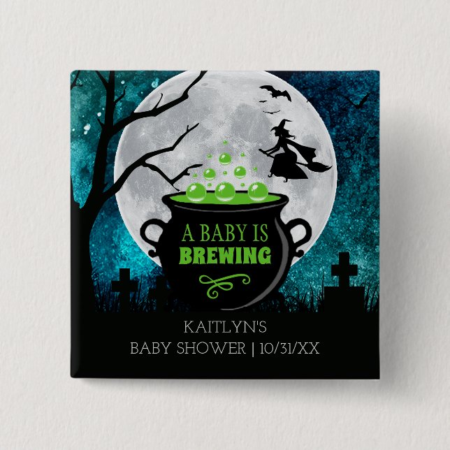Ein Baby braut Halloween-Kinderdusche Button (Vorderseite)