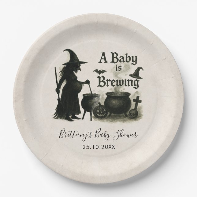 Ein Baby braut Halloween-Kinderdusche Pappteller (Vorderseite)
