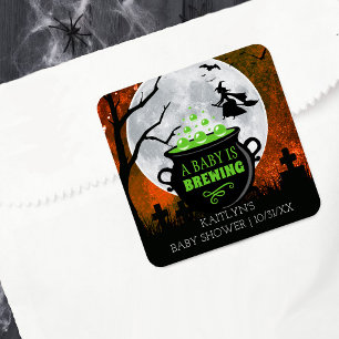Ein Baby braut Halloween-Kinderdusche Quadratischer Aufkleber