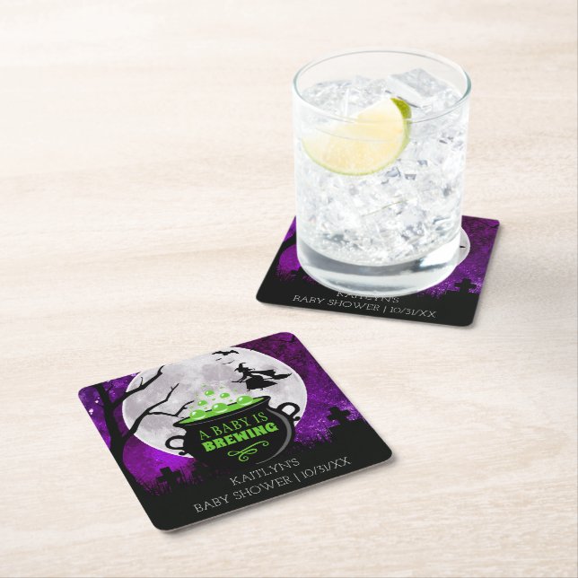 Ein Baby braut Halloween-Kinderdusche Rechteckiger Pappuntersetzer (Vor Ort)