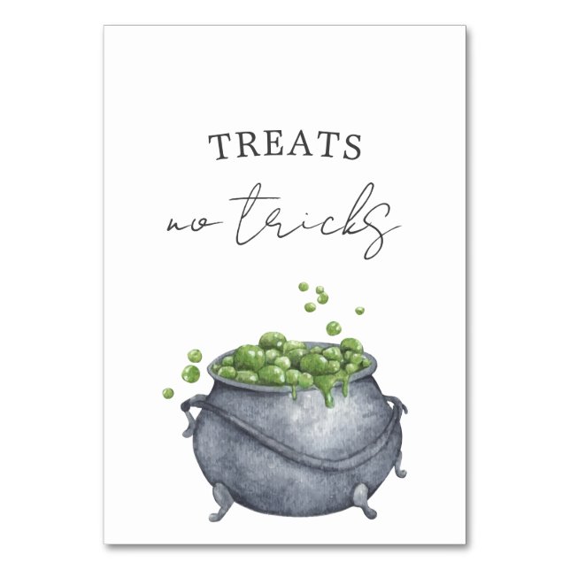 Ein Baby braut Halloween | Leckereien und keine Tr Tischnummer (Vorderseite)