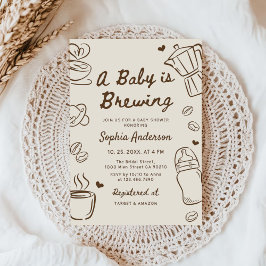 Ein Baby braut Handgezeichnete Kaffee-Baby-Party Einladung