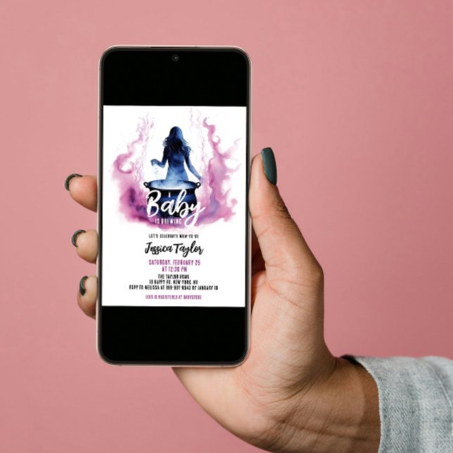 Ein Baby braut Hexe Cauldron Pink Baby Dusche Einladung (Von Creator hochgeladen)