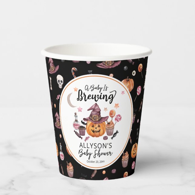 Ein Baby braut Jack-O-Lantern Halloween-Dusche Pappbecher (Vorderseite)