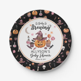 Ein Baby braut Jack-O-Lantern Halloween-Dusche Pappteller