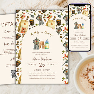 Ein Baby braut Kaffee Baby Shower QR Code Einladung