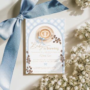 Ein Baby braut Kaffee Boy Blue Bow Babyparty Einladung