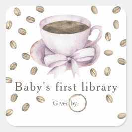 Ein Baby braut Kaffee - die erste Bibliothek des B Quadratischer Aufkleber