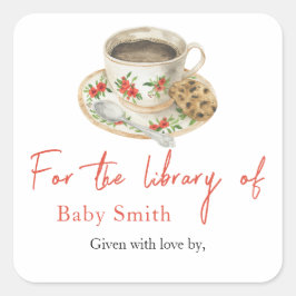 Ein Baby braut Kaffee - für die Bibliothek von Quadratischer Aufkleber