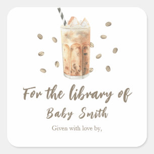 Ein Baby braut Kaffee - für die Bibliothek von Quadratischer Aufkleber