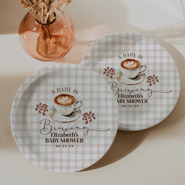 Ein Baby braut Kaffee Motto Baby Shower Pappteller (A Baby is Brewing Coffee Theme Baby Shower Paper Plates)