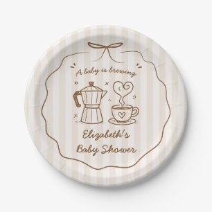 Ein Baby braut Kaffee Pappteller