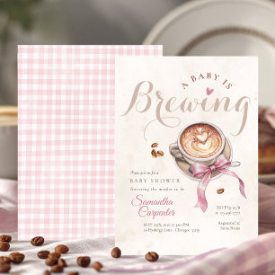 Ein Baby braut Kaffee rosa Schleife Baby-Party Einladung