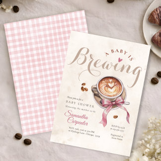 Ein Baby braut Kaffee rosa Schleife Baby Shower Einladung
