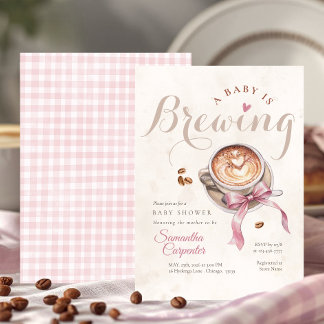 Ein Baby braut Kaffee rosa Schleife Baby Shower Einladung
