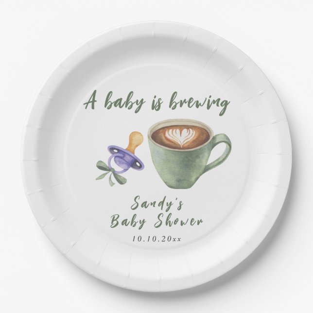 Ein Baby braut Kaffee Schnuller Bogen Baby-Party Pappteller (Vorderseite)