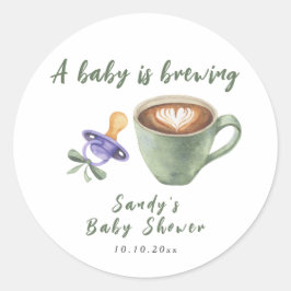 Ein Baby braut Kaffee Schnuller Bogen Baby-Party Runder Aufkleber