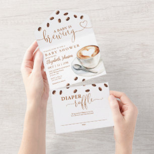 Ein Baby braut Kaffeebaby-Party All In One Einladung