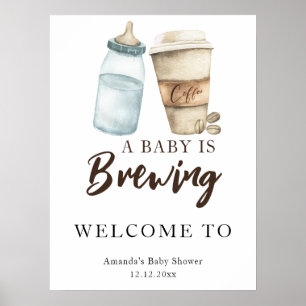 Ein Baby braut Kaffeemaschine Babydusche Poster