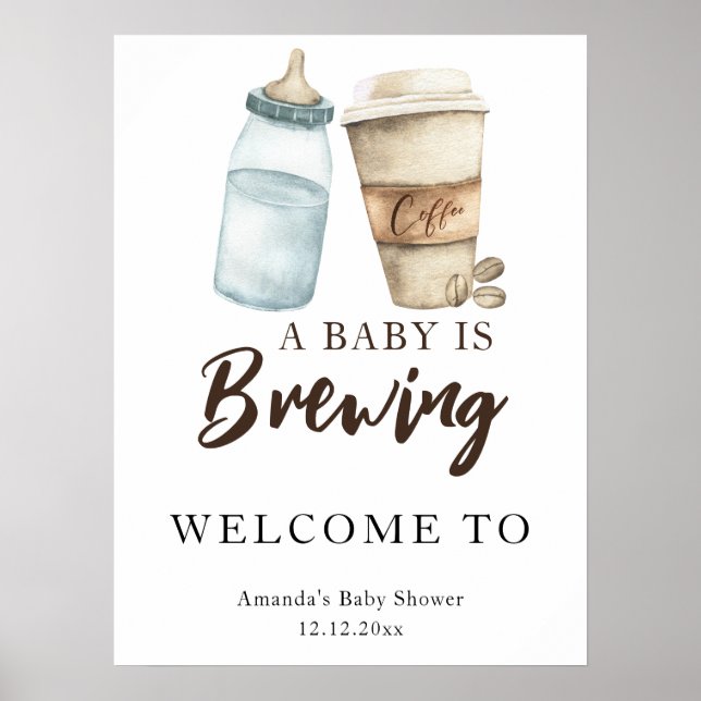 Ein Baby braut Kaffeemaschine Babydusche Poster (Vorne)