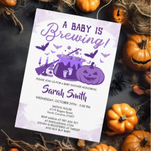 Ein Baby braut Lila Halloween-Kinderdusche Einladung