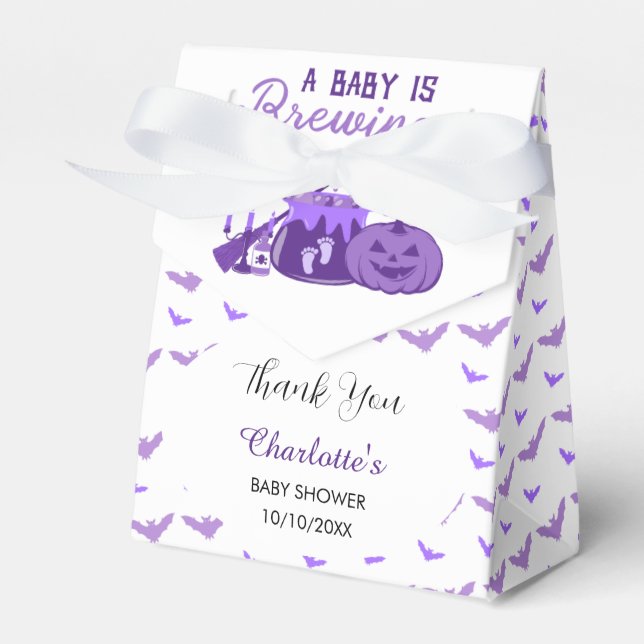 Ein Baby braut Lila Halloween-Kinderdusche Geschenkschachtel (Vorderseite)