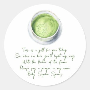 Ein Baby braut Matcha - Kerzenetikett für Gebete Runder Aufkleber