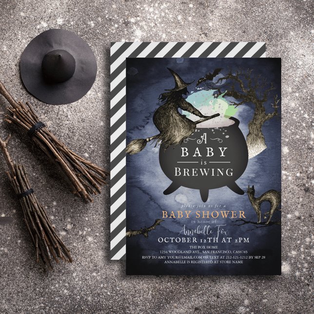 Ein Baby braut Night Sky Halloween Baby Dusche Einladung (Von Creator hochgeladen)