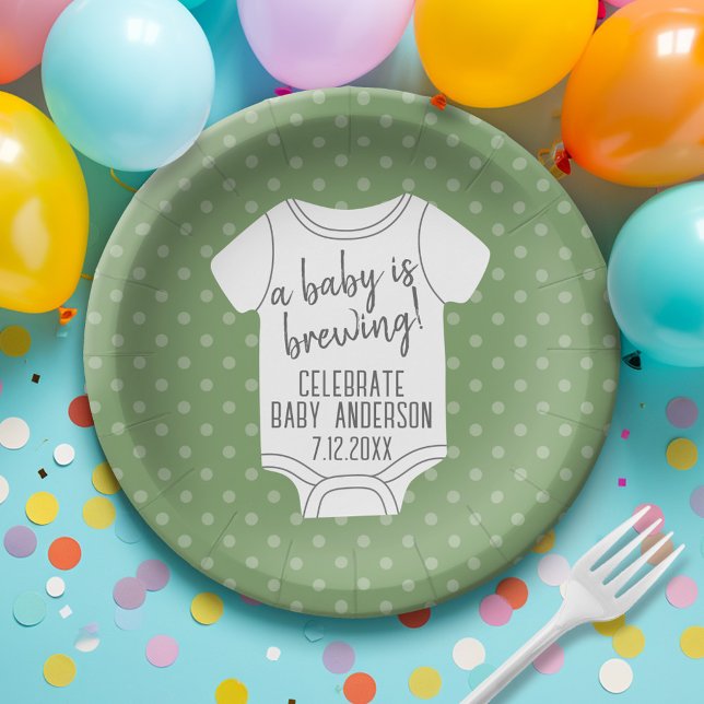 Ein Baby braut — Paare Dusche - Grün Pappteller (Personalized Party Plates - Baby Shower)