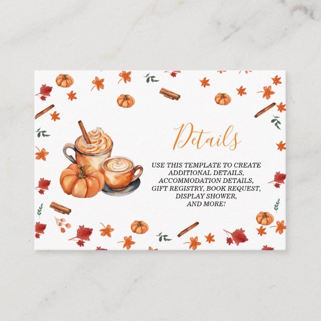 Ein Baby braut Pumpkin Spice Baby Dusche Detail Begleitkarte (Vorderseite)