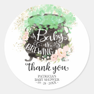 Ein Baby braut sich Halloween-Baby-Shower-Dankesch Runder Aufkleber