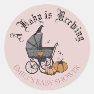 Ein Baby braut sich - Herbst-Baby-Party-Aufkleber Runder Aufkleber
