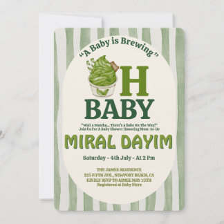 Ein Baby braut sich zusammen "Oh Baby" Matcha Baby Einladung