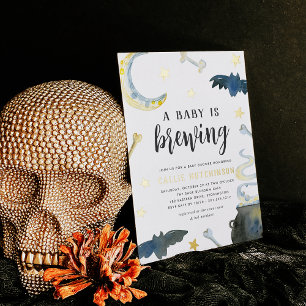 Ein Baby braut sich zusammen Süße Halloween-Baby Folieneinladung