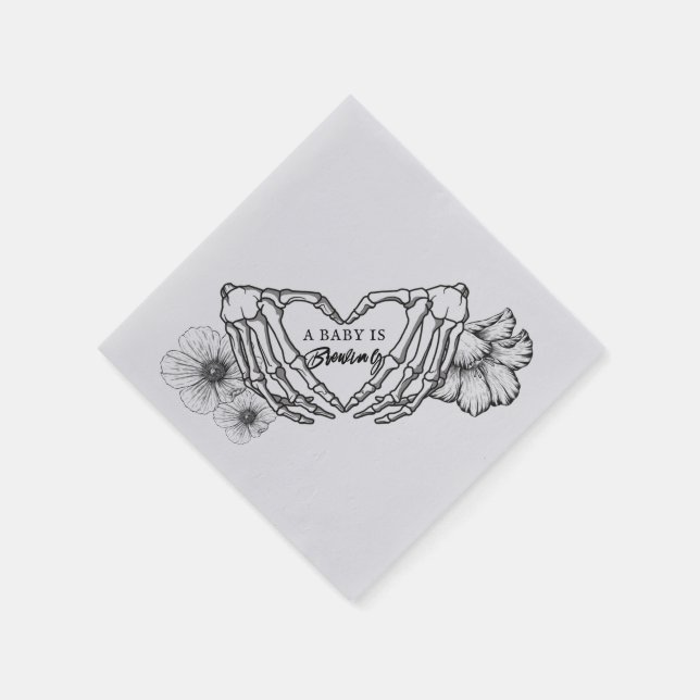 Ein Baby braut Skulls & Blume Babydusche Serviette (Ecke)