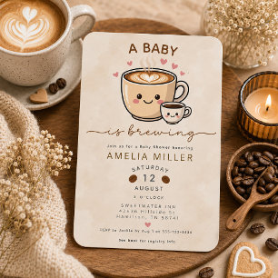 Ein Baby braut süßen Kaffee - Babyparty Einladung