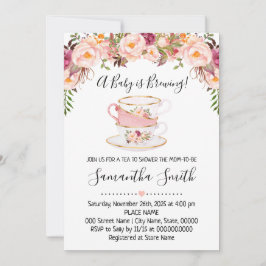 Ein Baby braut Tee-Baby-Dusche Rosa Einladung