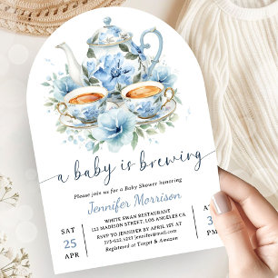 Ein Baby braut Tee Baby Shower Junge Blau Arch Einladung