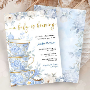 Ein Baby Braut Tee Baby Shower Junge Blau Gold Einladung