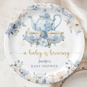Ein Baby Braut Tee Baby Shower Junge Blaues Papier Pappteller